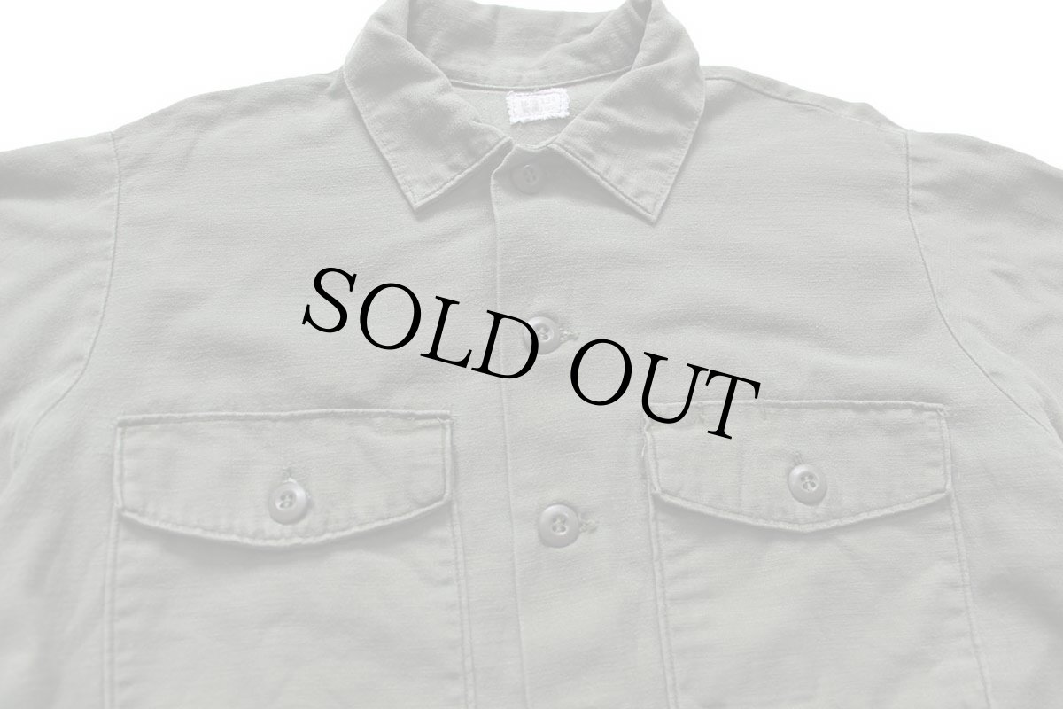 画像3: 70s 米軍 U.S.ARMY コットンサテン ユーティリティシャツ オリーブグリーン 16.5★I (3)