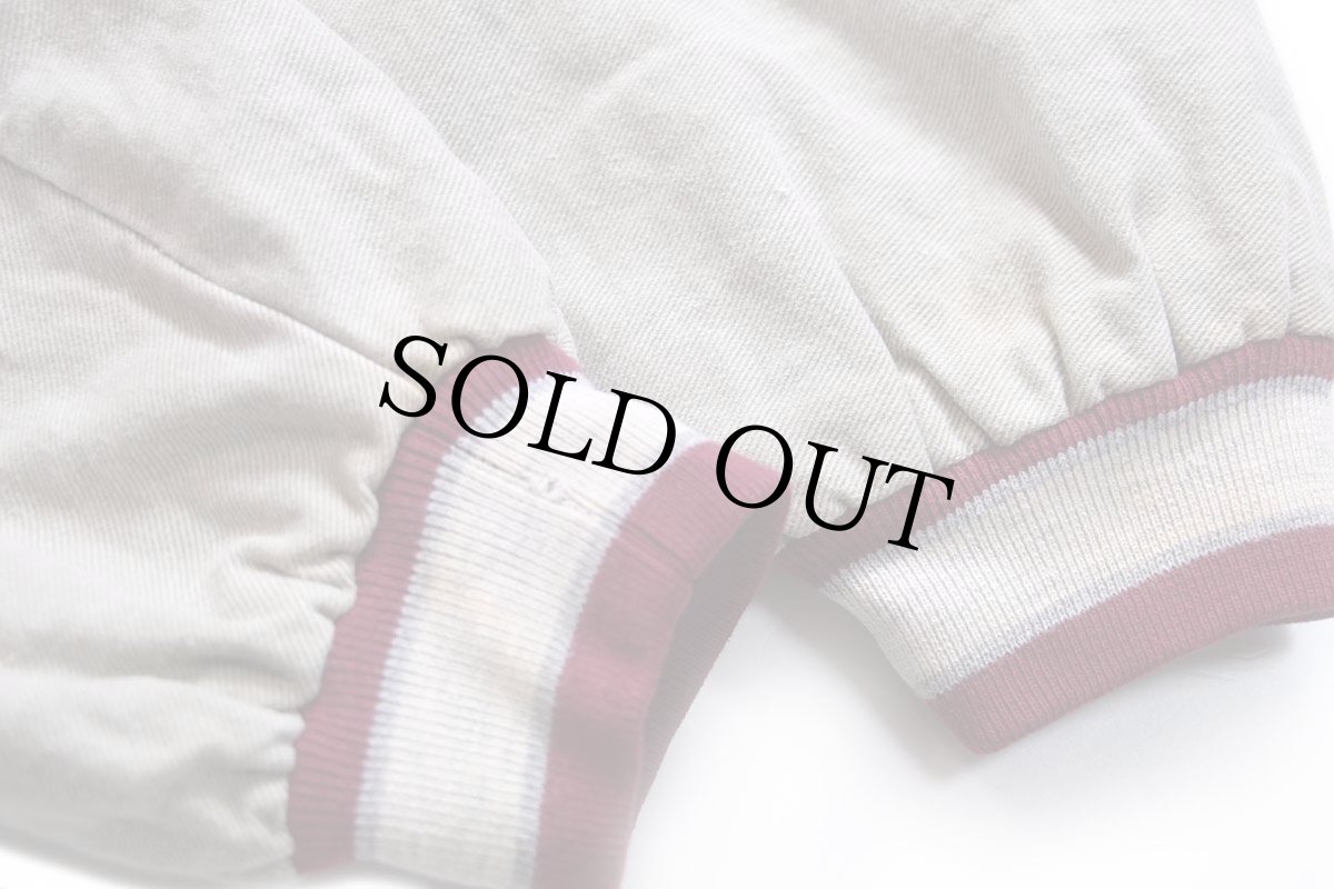 画像6: 90s USA製 NEFF LOCKPORT PORTERS L 刺繍 ツートン 切り替え カラーデニム スタジャン 薄赤紫×グレーベージュ XL (6)