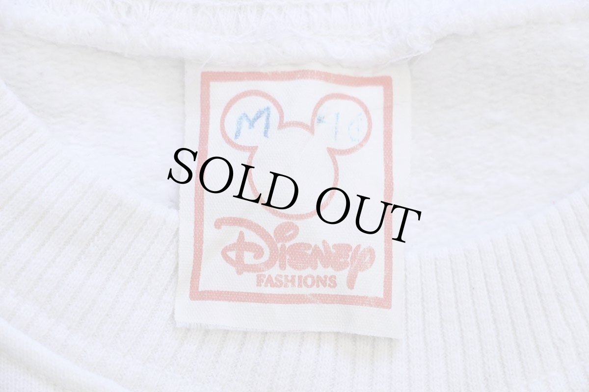 画像5: 90s Disneyディズニー ミッキー マウス 両面 染み込みプリント コットン スウェット 白 (5)
