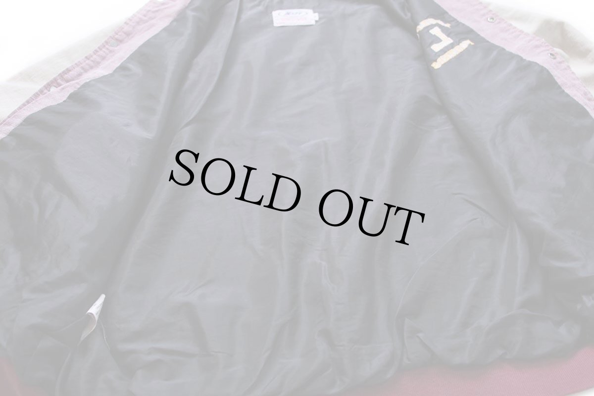 画像5: 90s USA製 NEFF LOCKPORT PORTERS L 刺繍 ツートン 切り替え カラーデニム スタジャン 薄赤紫×グレーベージュ XL (5)