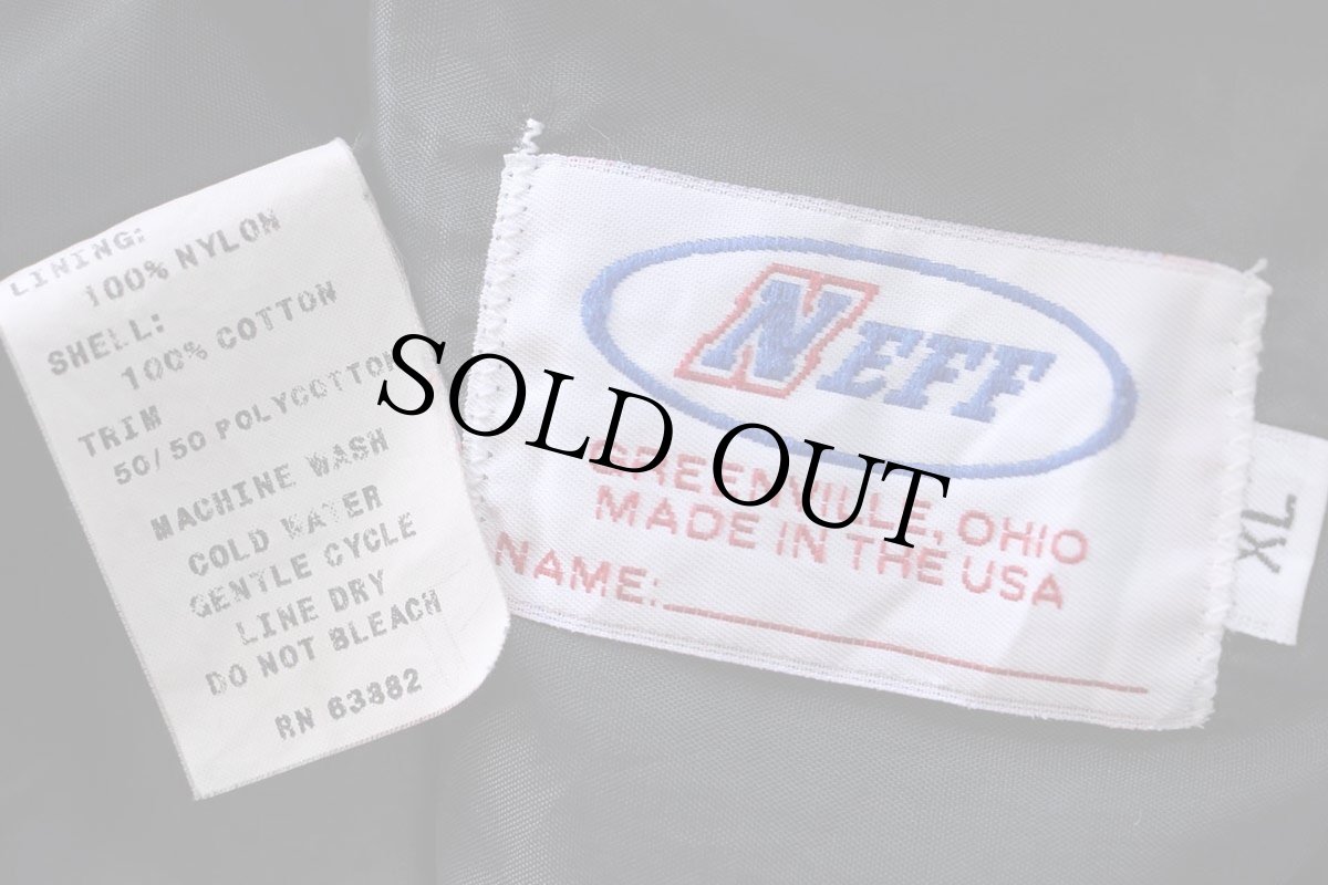 画像4: 90s USA製 NEFF LOCKPORT PORTERS L 刺繍 ツートン 切り替え カラーデニム スタジャン 薄赤紫×グレーベージュ XL (4)