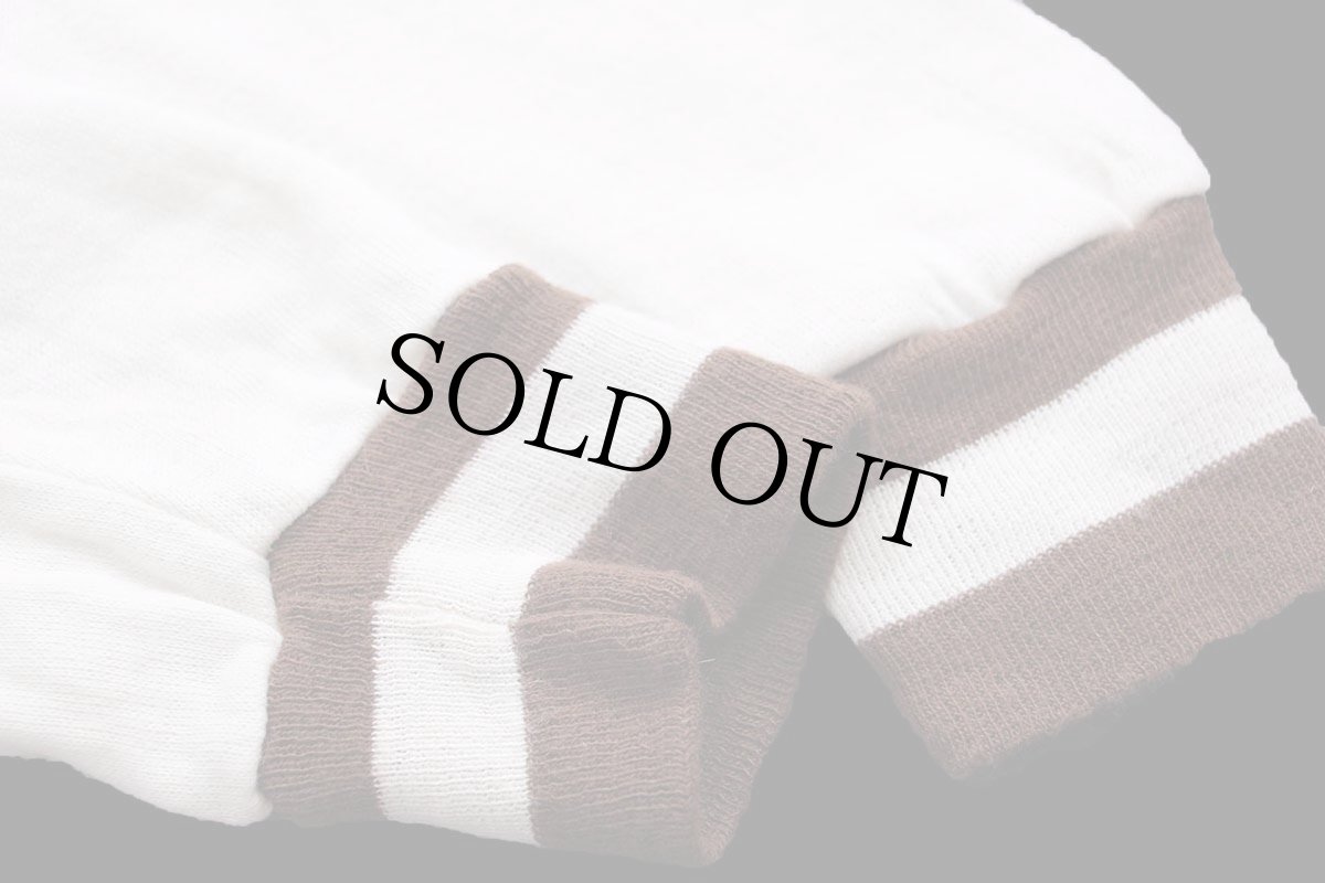 画像5: 70s USA製 Sportswear リブライン アクリル フルジップ スウェット 白×茶 M (5)