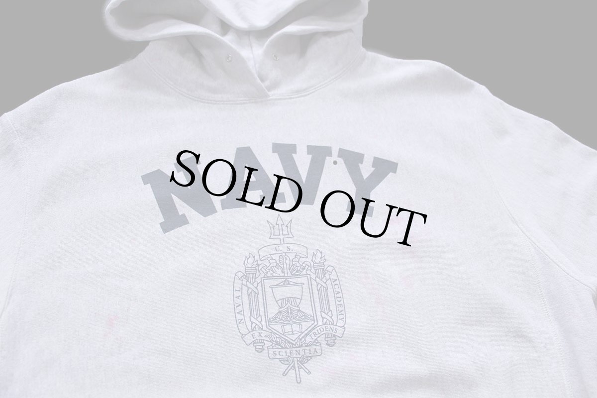 画像3: Championチャンピオン 米軍 NAVY U.S.NAVAL ACADEMY ロゴ リバースウィーブ スウェットパーカー 杢グレー★特大 フーディー (3)