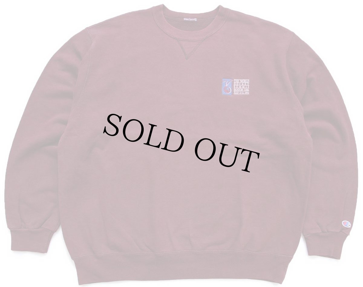 画像1: 90s Championチャンピオン THE WORLD HOCKEY SUMMIT BOSTON USA 刺繍 前V スウェット バーガンディ (1)