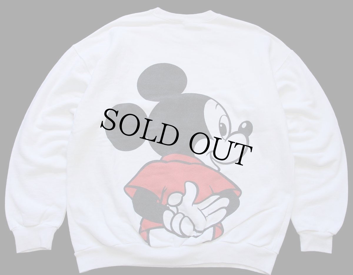 画像2: 90s Disneyディズニー ミッキー マウス 両面 染み込みプリント コットン スウェット 白 (2)