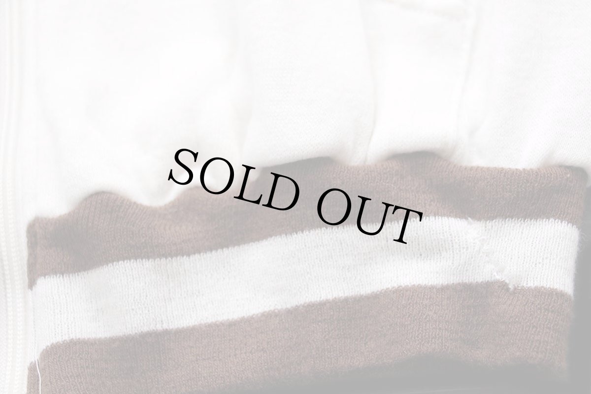 画像6: 70s USA製 Sportswear リブライン アクリル フルジップ スウェット 白×茶 M (6)