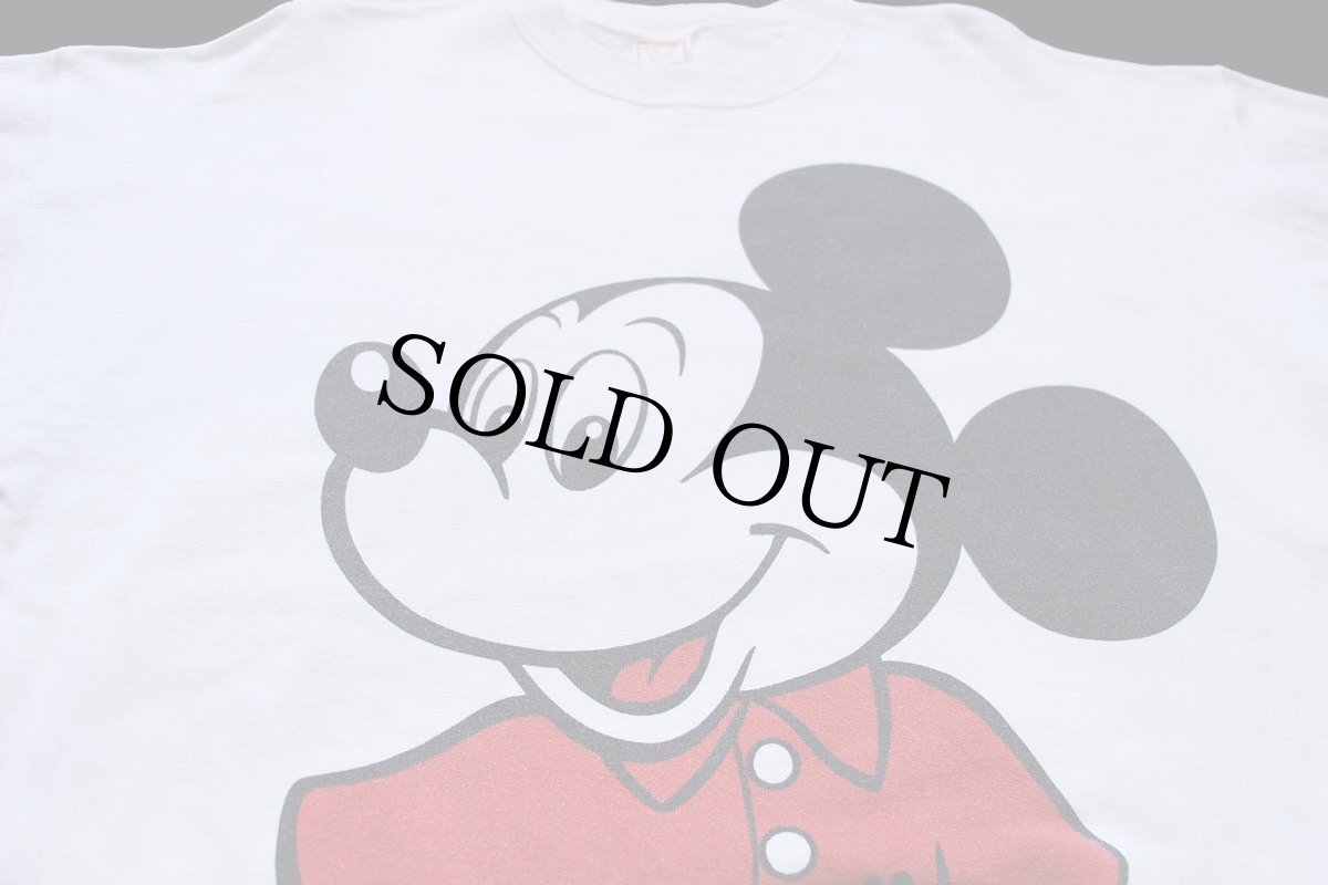 画像3: 90s Disneyディズニー ミッキー マウス 両面 染み込みプリント コットン スウェット 白 (3)