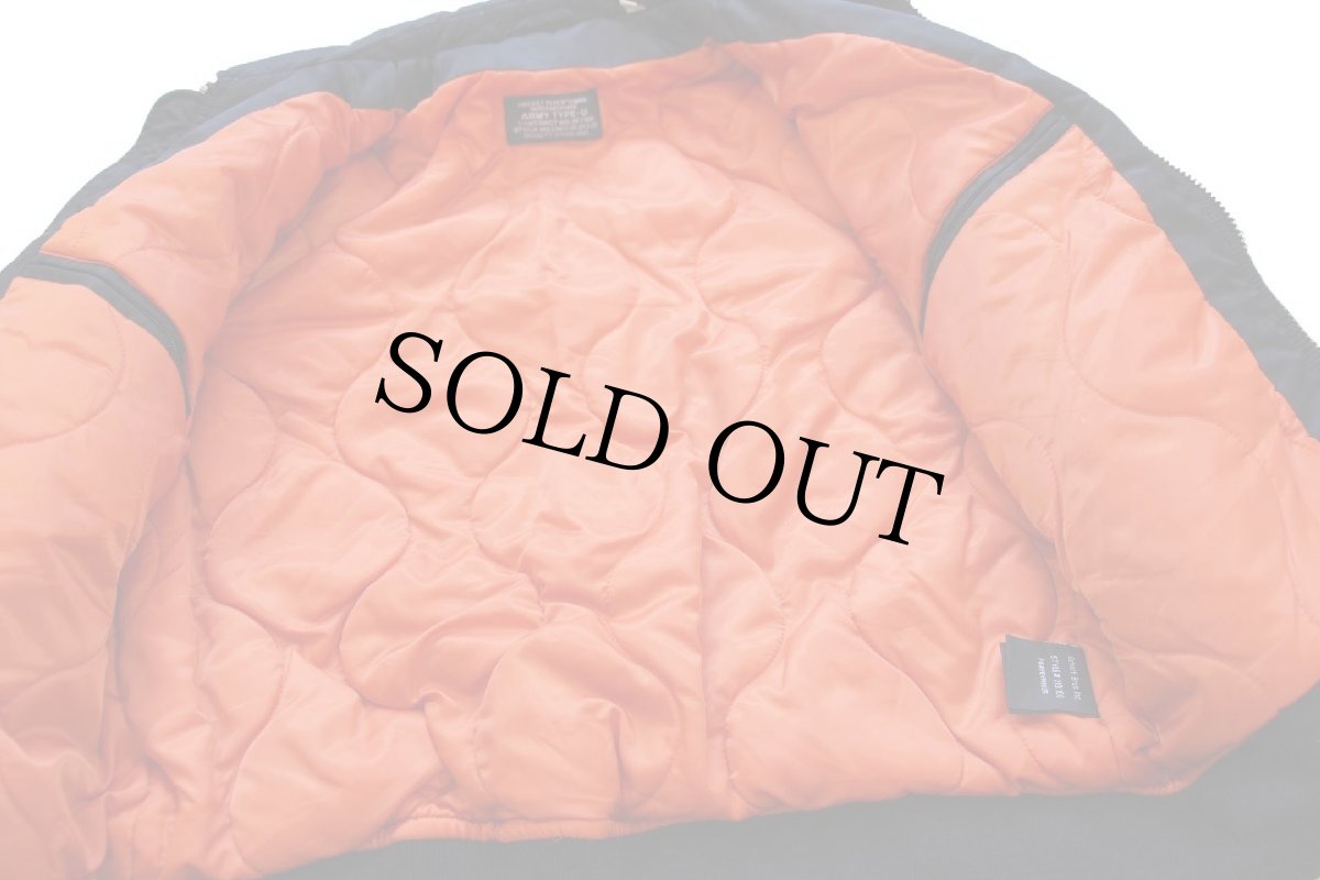 画像5: Schottショット ARMY TYPE-U パッチ付き キルティングライナー ナイロン フライトジャケット 黒 M (5)