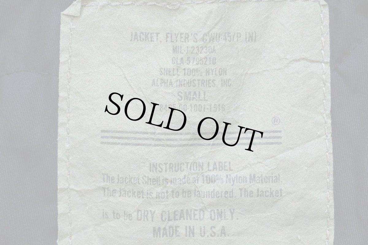 画像4: 90s USA製 ALPHAアルファ CWU-45/P フライトジャケット 黒 S (4)