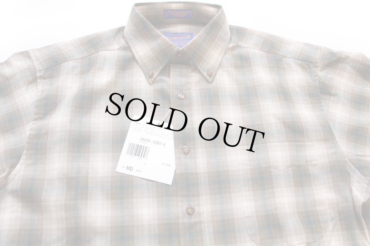 画像4: デッドストック★00s メキシコ製 SIR PENDLETON Heritage サーペンドルトン オンブレチェック ボタンダウン ウーステッド ウールシャツ M (4)