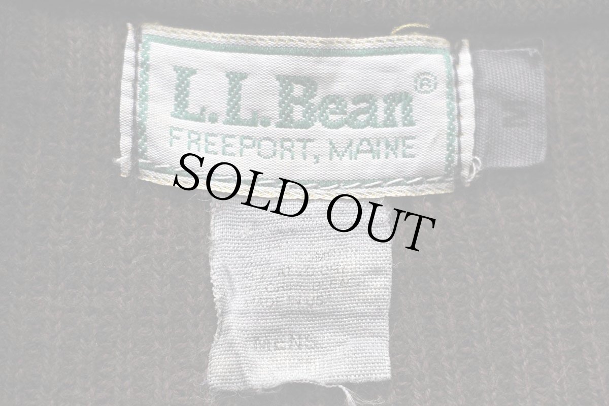 画像4: 80s L.L.Bean スタンドカラー ヘンリーネック プルオーバー コットンニット セーター 後染め 焦げ茶 M (4)