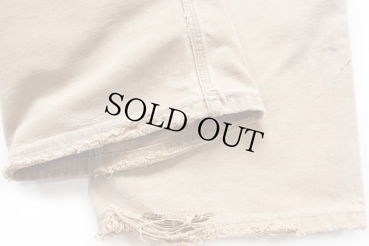 画像9: 00s USA製 carharttカーハート ダブルニー ダック地 ペインターパンツ ボロ 茶 W40 L34 (9)