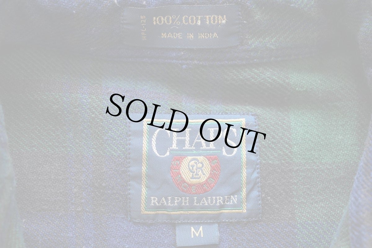 画像4: 90s CHAPS ラルフローレン タータンチェック ボタンダウン コットン フランネルシャツ M (4)