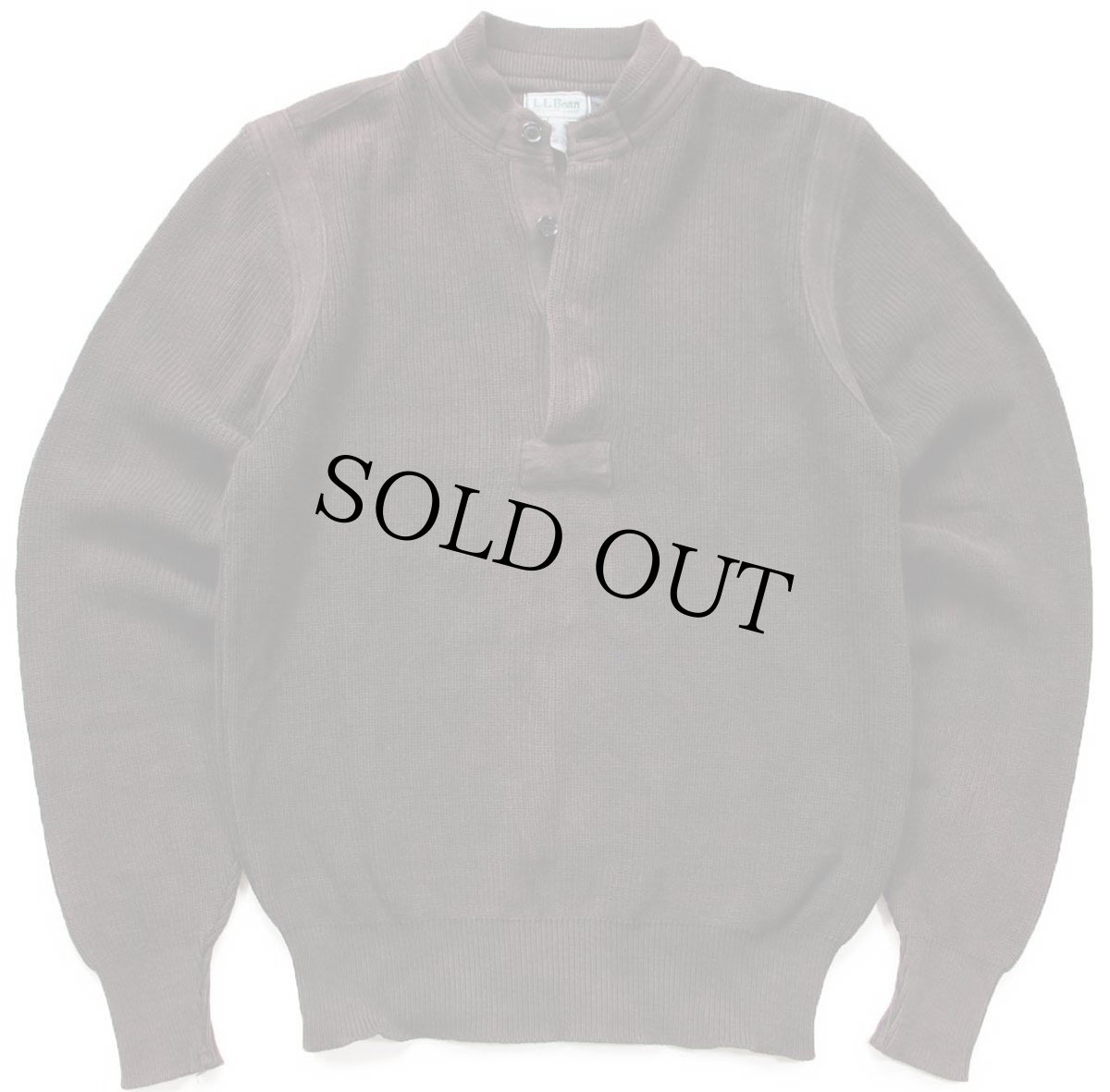 画像1: 80s L.L.Bean スタンドカラー ヘンリーネック プルオーバー コットンニット セーター 後染め 焦げ茶 M (1)