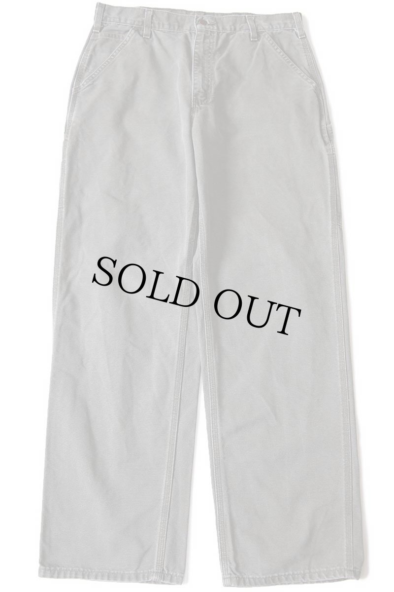 画像2: 00s メキシコ製 carharttカーハート ダック地 ペインターパンツ モスグリーン w34 L32★A (2)