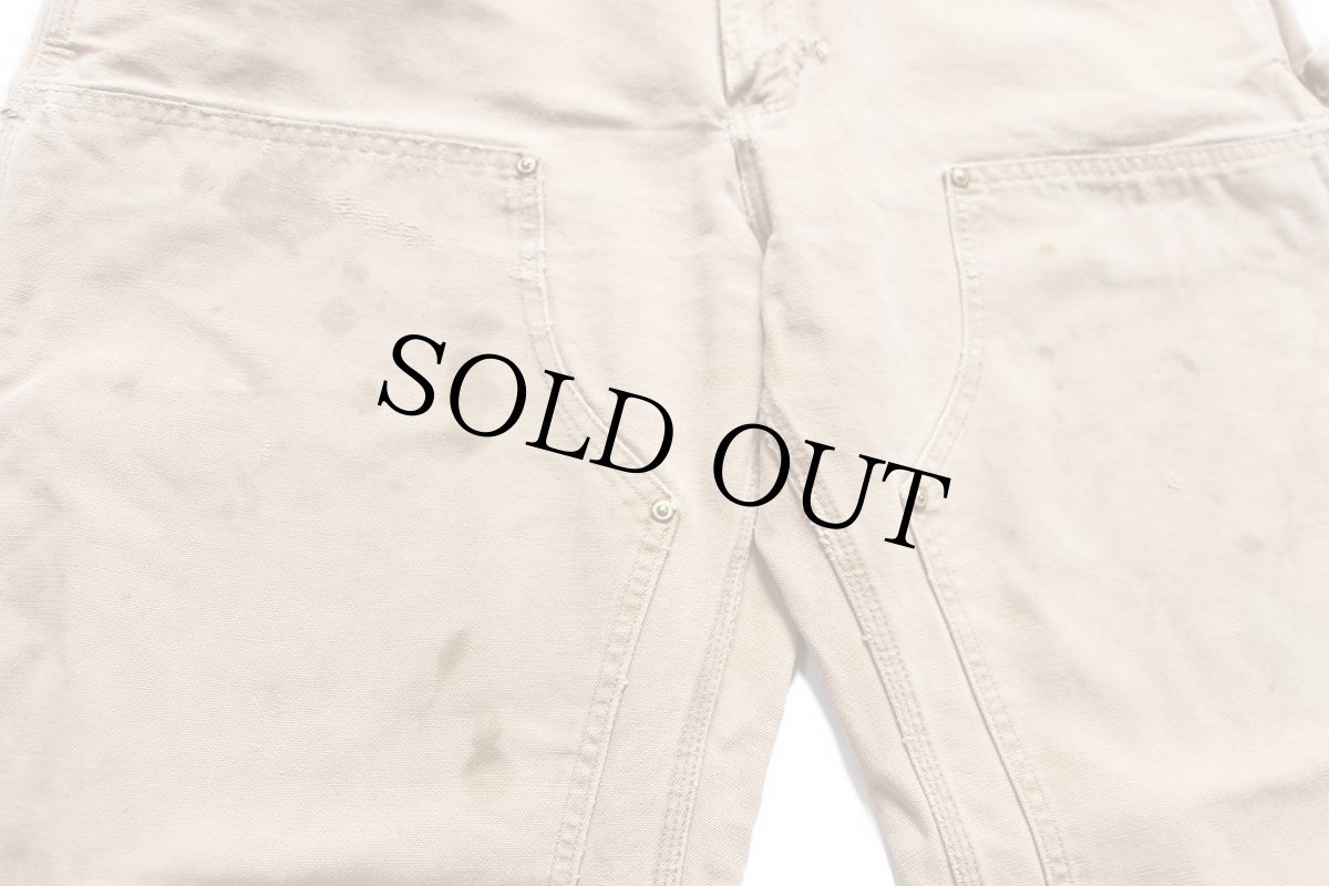 画像7: 00s USA製 carharttカーハート ダブルニー ダック地 ペインターパンツ ボロ 茶 W40 L34 (7)