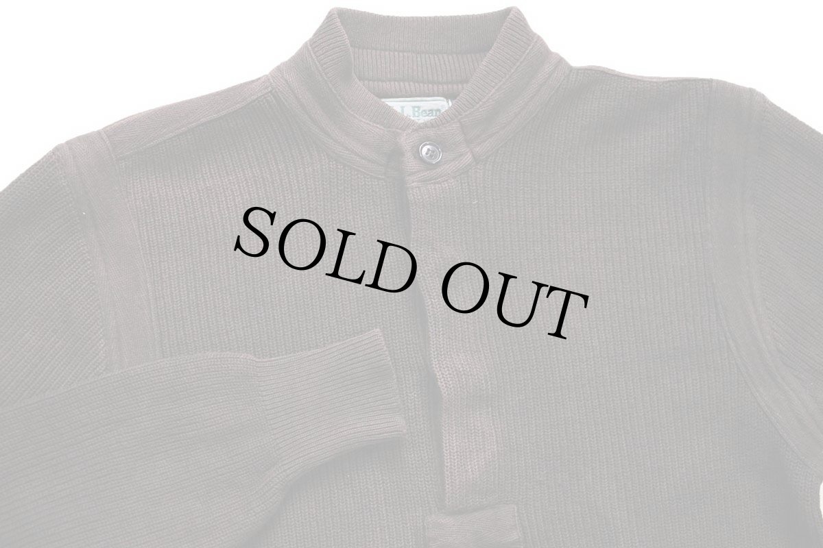 画像3: 80s L.L.Bean スタンドカラー ヘンリーネック プルオーバー コットンニット セーター 後染め 焦げ茶 M (3)