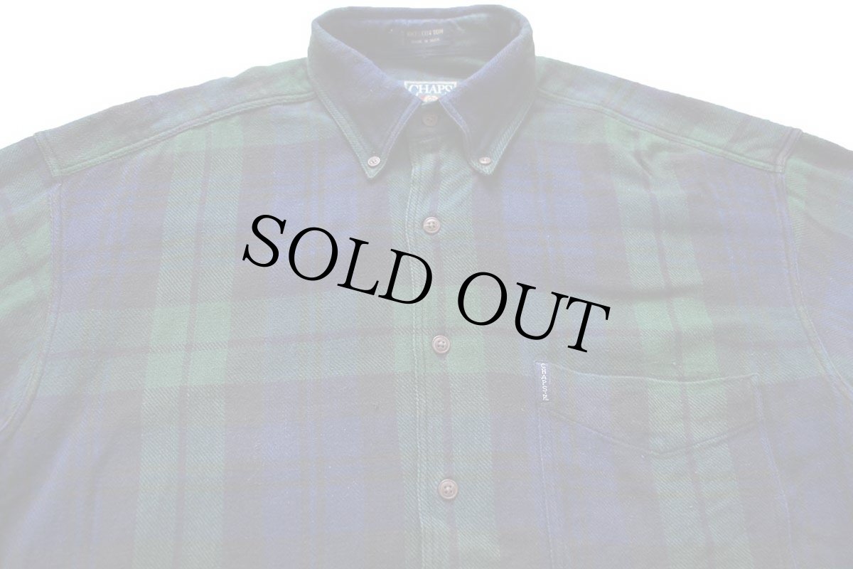画像3: 90s CHAPS ラルフローレン タータンチェック ボタンダウン コットン フランネルシャツ M (3)