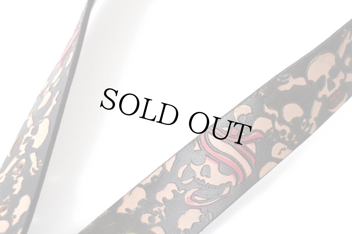 画像5: 新品★USA製 BRACKNEY LEATHER WORKS スカル スネーク 型押し ペイント レザーベルト ブラック 34 (5)