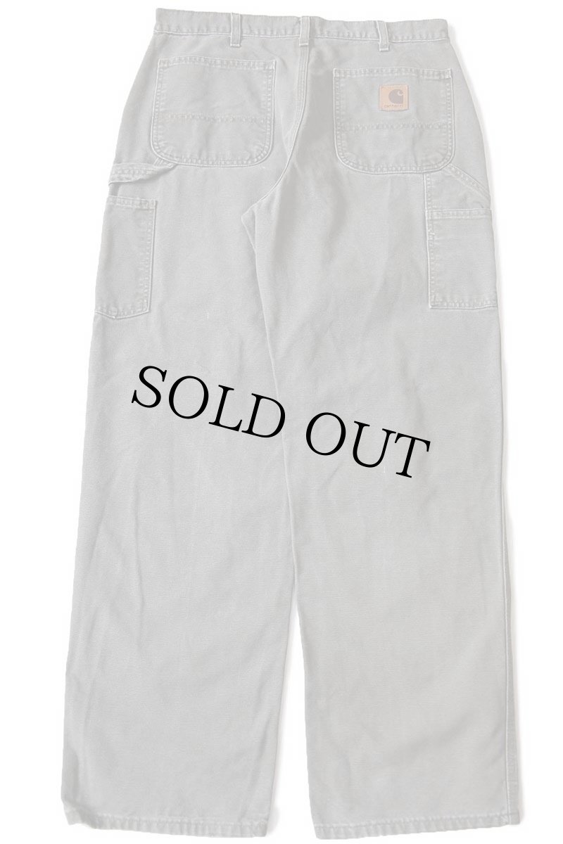 画像3: 00s メキシコ製 carharttカーハート ダック地 ペインターパンツ モスグリーン w34 L32★A (3)