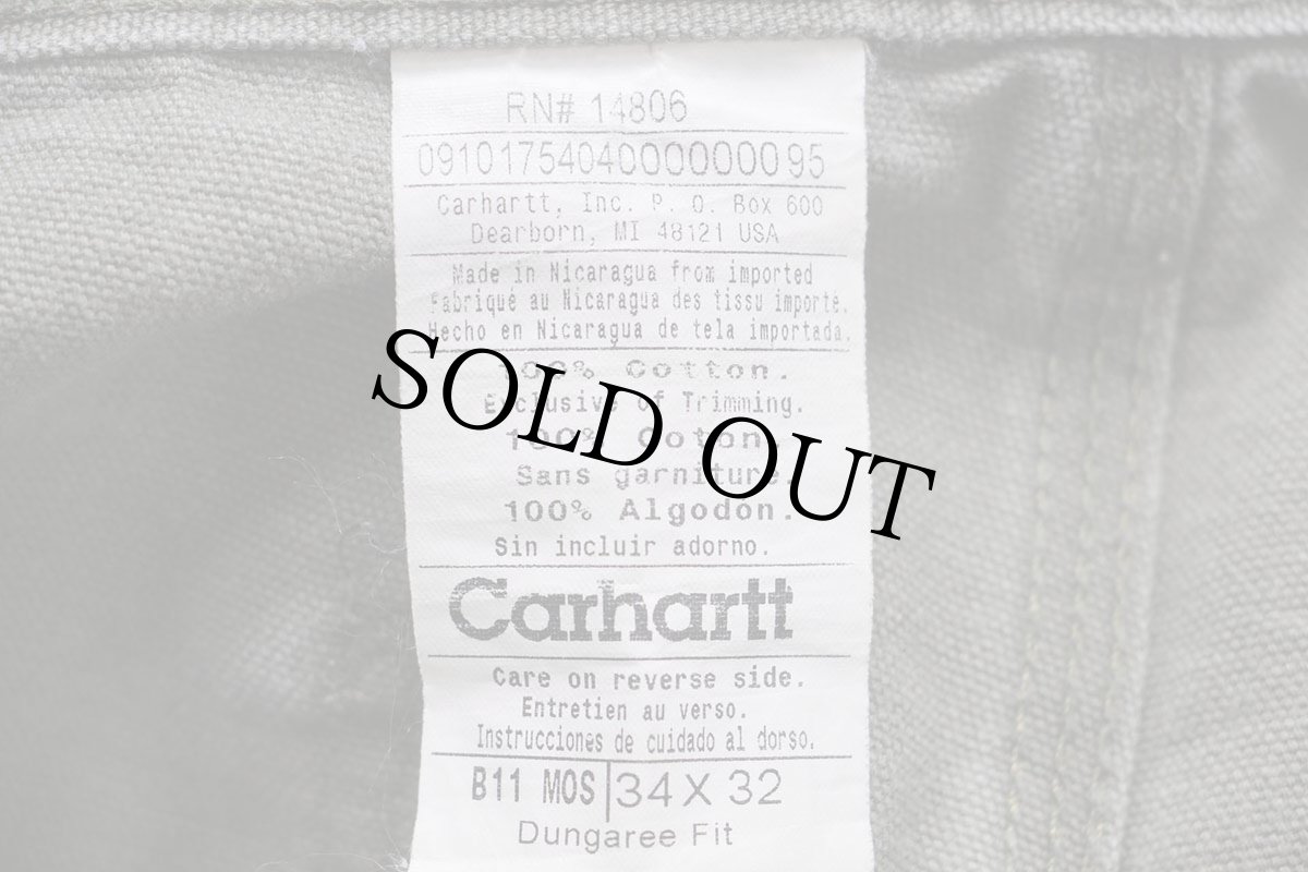 画像6: carharttカーハート ダック地 ペインターパンツ モスグリーン w34 L32★B (6)