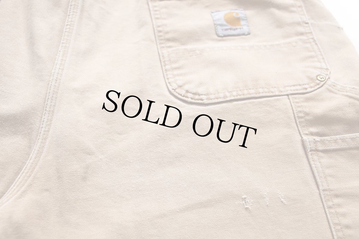 画像8: 00s USA製 carharttカーハート ダブルニー ダック地 ペインターパンツ ボロ 茶 W40 L34 (8)