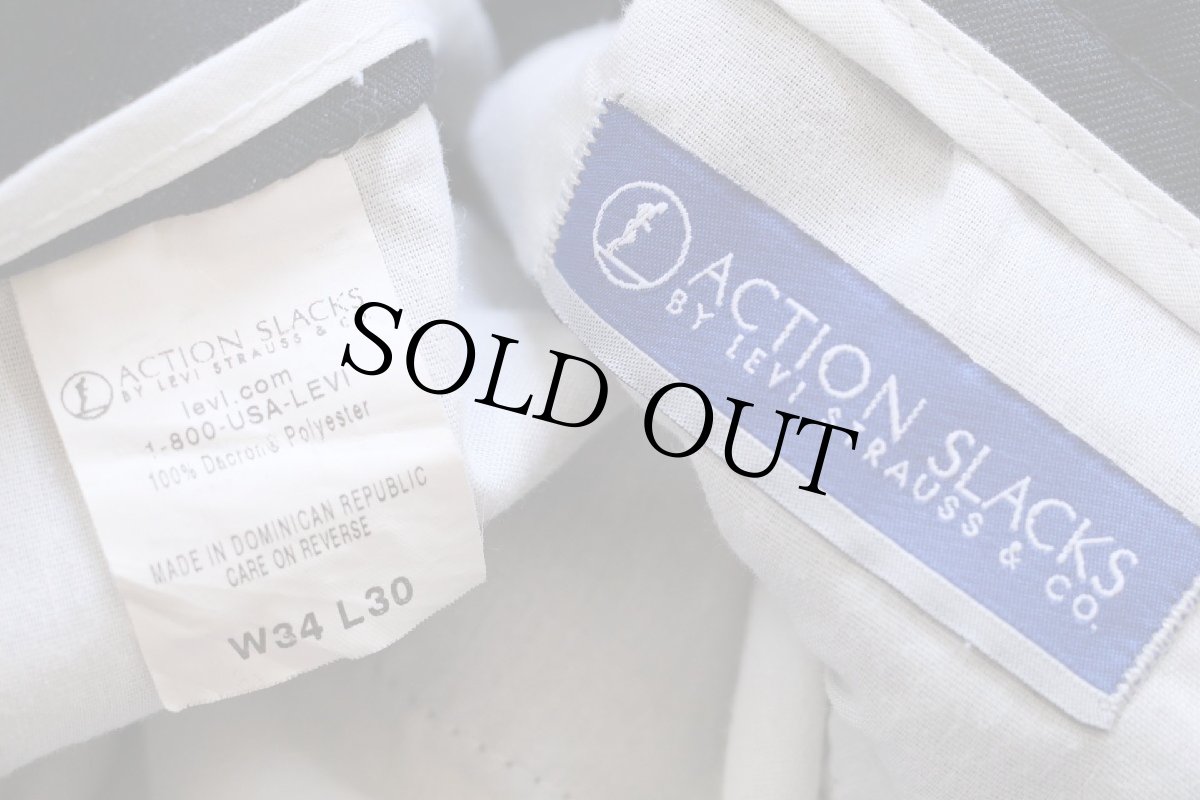 画像6: 00s Levi'sリーバイス ACTION SLACKS スラックス ポリエステルパンツ 紺 w34 L30★スタプレ (6)