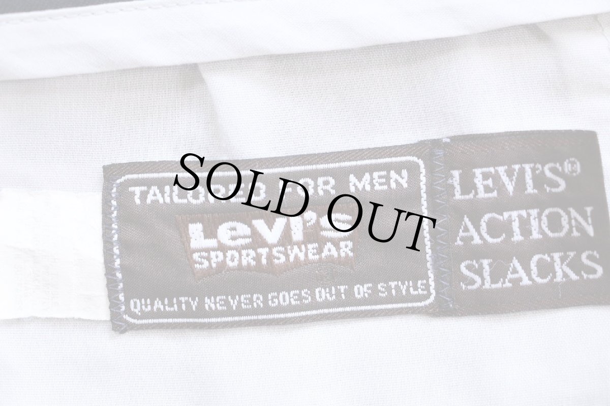 画像6: 80s Levi'sリーバイス ACTION SLACKS フレア スラックス ポリエステルパンツ 紺 w36★スタプレ (6)