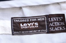 画像6: 80s Levi'sリーバイス ACTION SLACKS フレア スラックス ポリエステルパンツ 紺 w36★スタプレ (6)