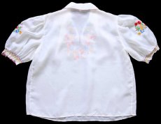 画像2: 70s フラワー刺繍 半袖 シフォン チュニック ホワイト 42 (2)