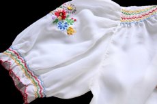 画像7: 70s フラワー刺繍 半袖 シフォン チュニック ホワイト 42 (7)