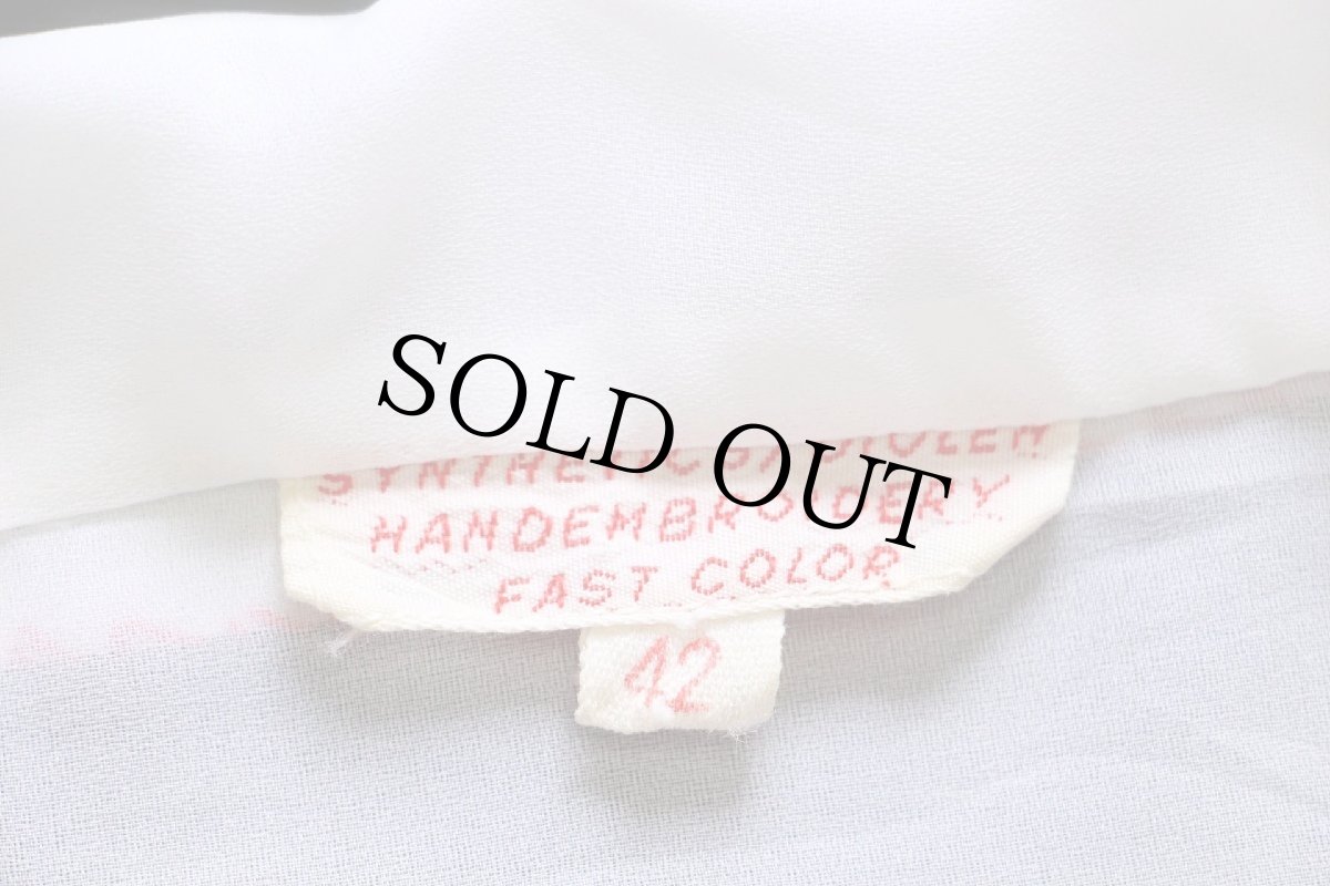 画像5: 70s フラワー刺繍 半袖 シフォン チュニック ホワイト 42 (5)