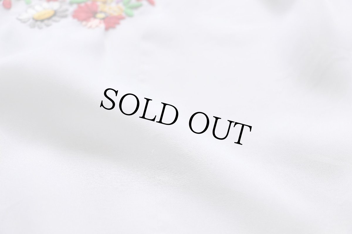 画像6: 70s フラワー刺繍 半袖 シフォン チュニック ホワイト 42 (6)