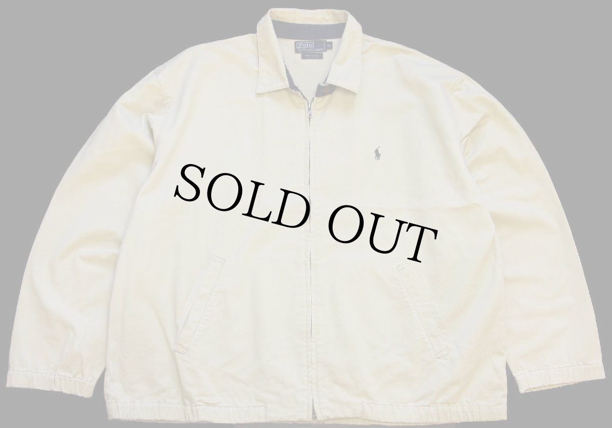 画像1: 90s ポロ ラルフローレン ワンポイント チンスト付き コットンジャケット ライトカーキ XL (1)
