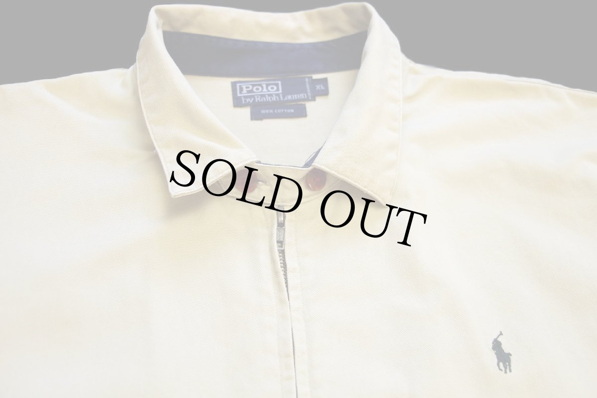 画像3: 90s ポロ ラルフローレン ワンポイント チンスト付き コットンジャケット ライトカーキ XL (3)