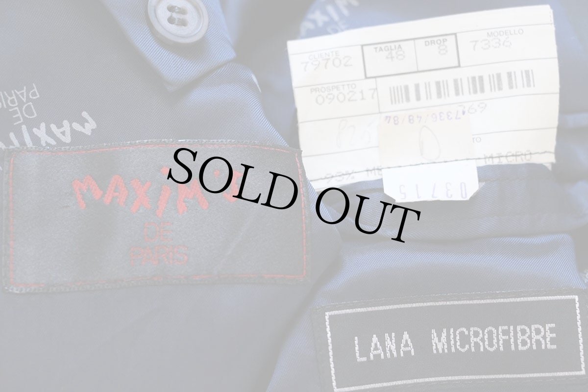 画像5: デッドストック★80s イタリア製 MAXIM'S 織り柄 ストライプ 2つボタン テーラードジャケット&パンツ セットアップ 48★スーツ (5)