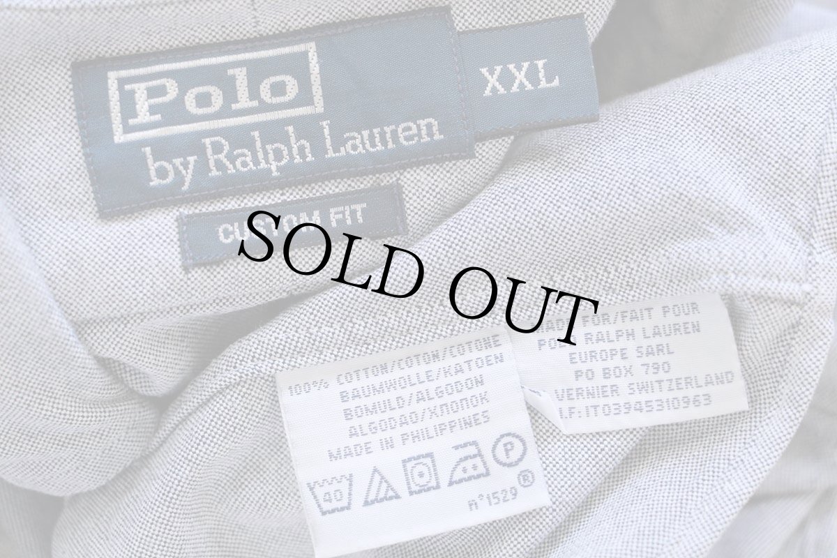 画像5: 00s ポロ ラルフローレン CUSTOM FIT ワンポイント ボタンダウン オックスフォード コットンシャツ グレー XXL★特大 (5)