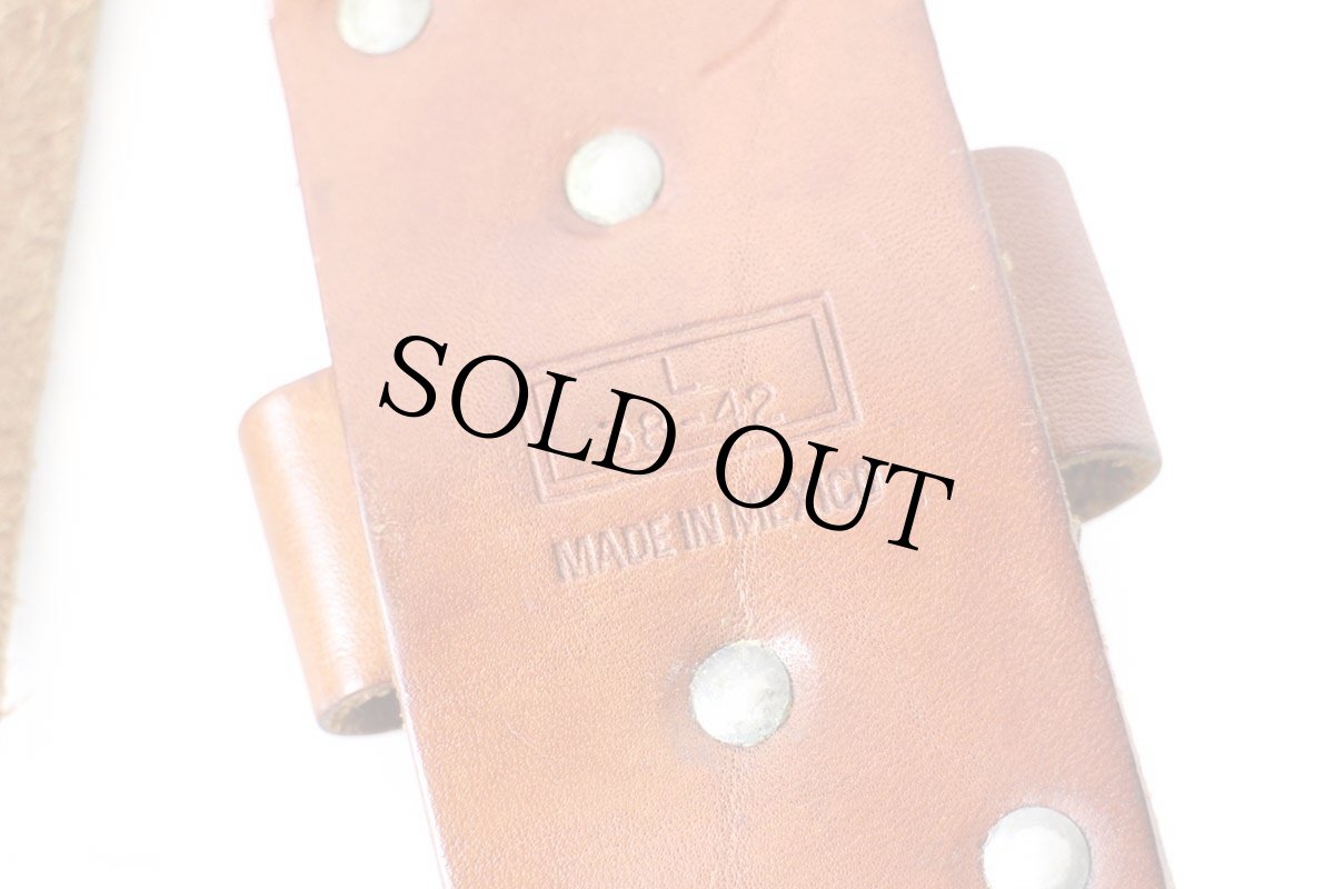 画像4: メキシコ製 BOLLINGER 太レザーベルト 茶 L 38-42 (4)