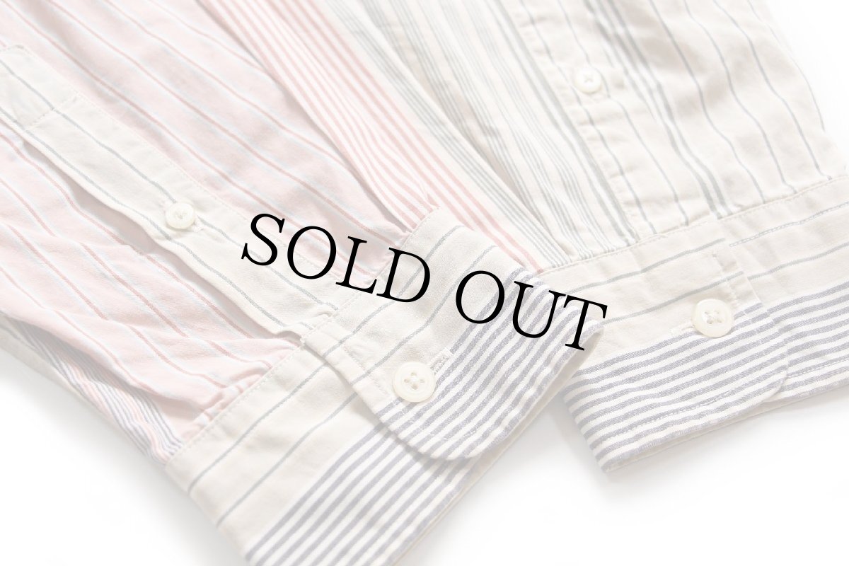 画像6: 90s USA製 nauticaノーティカ クレイジーストライプ バンドカラー コットンシャツ L (6)