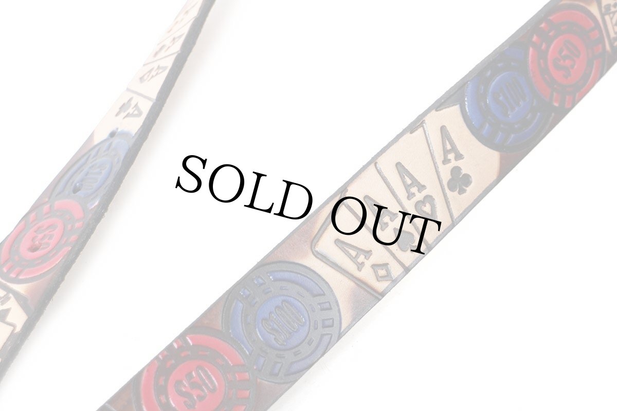 画像4: 新品★USA製 BRACKNEY LEATHER WORKS トランプ エース 型押し ペイント レザーベルト ブラウン (4)