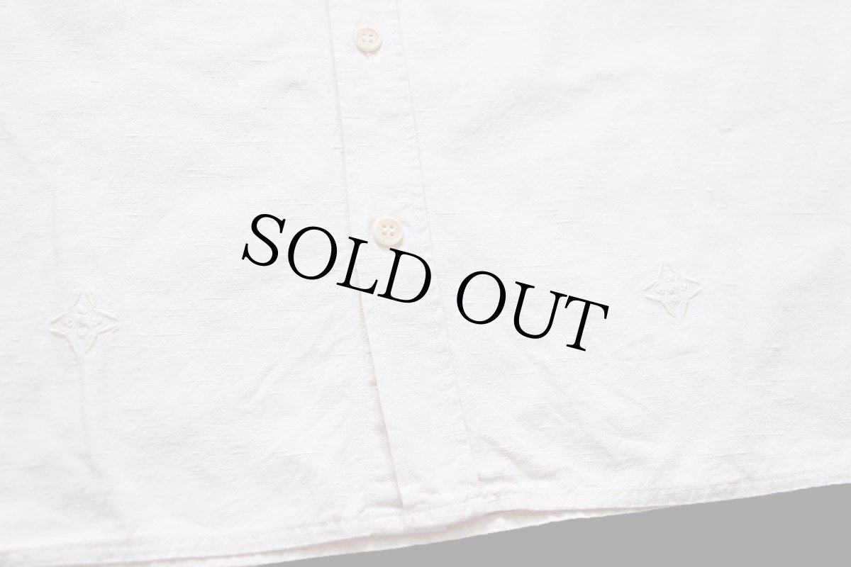 画像7: ルーマニア製 LEVI'Sリーバイス 刺繍入り エルボーパッチ コットン ワークシャツ 生成り L★ユーロ (7)