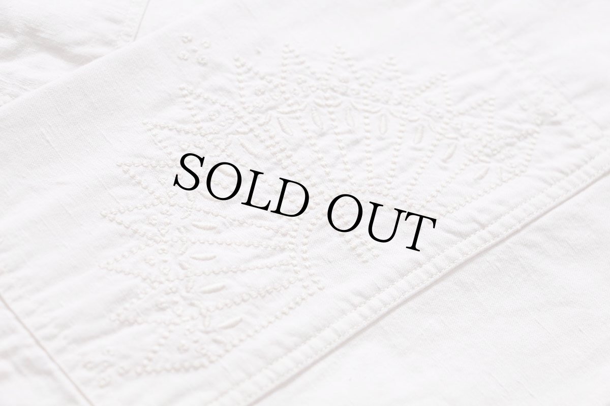 画像6: ルーマニア製 LEVI'Sリーバイス 刺繍入り エルボーパッチ コットン ワークシャツ 生成り L★ユーロ (6)