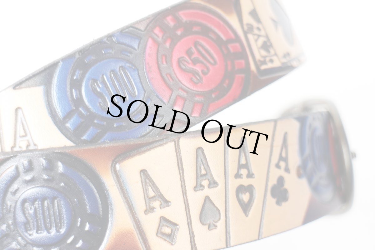 画像5: 新品★USA製 BRACKNEY LEATHER WORKS トランプ エース 型押し ペイント レザーベルト ブラウン (5)