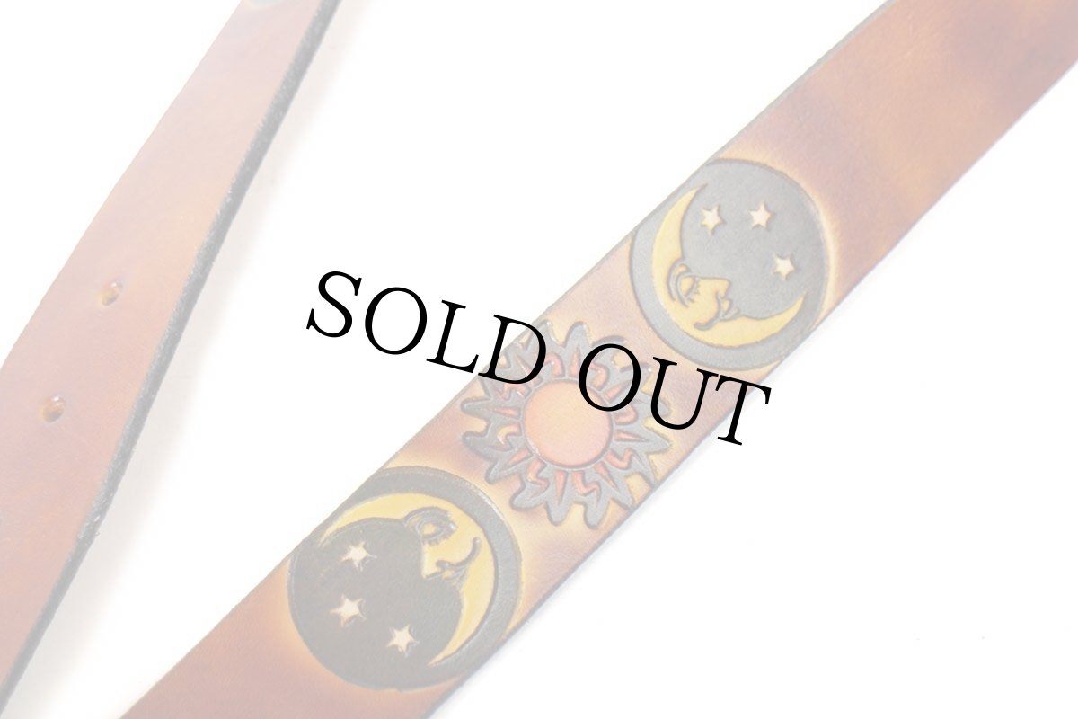 画像5: 新品★USA製 BRACKNEY LEATHER WORKS サン ムーン 型押し ペイント レザーベルト ブラウン 34 (5)