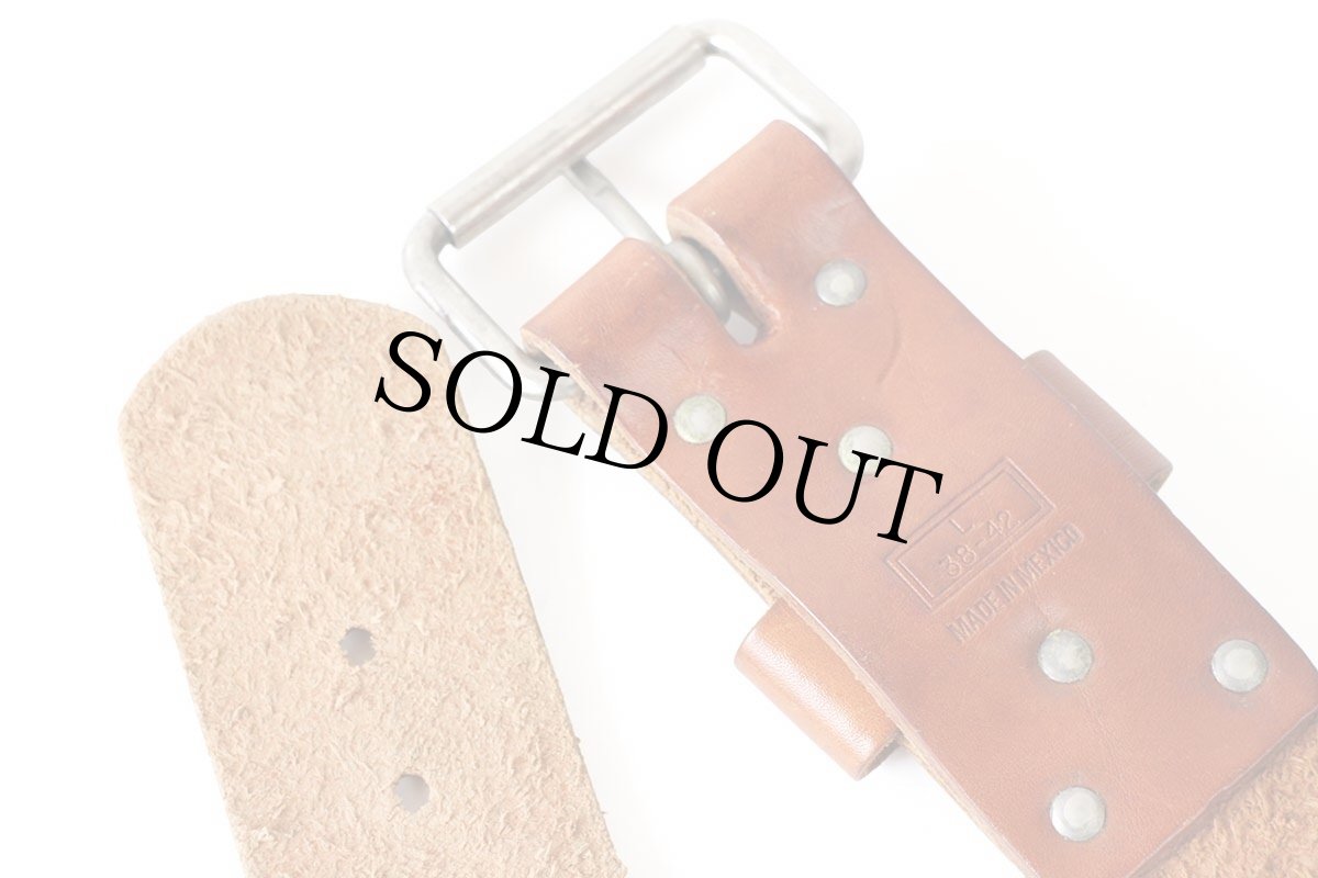 画像3: メキシコ製 BOLLINGER 太レザーベルト 茶 L 38-42 (3)