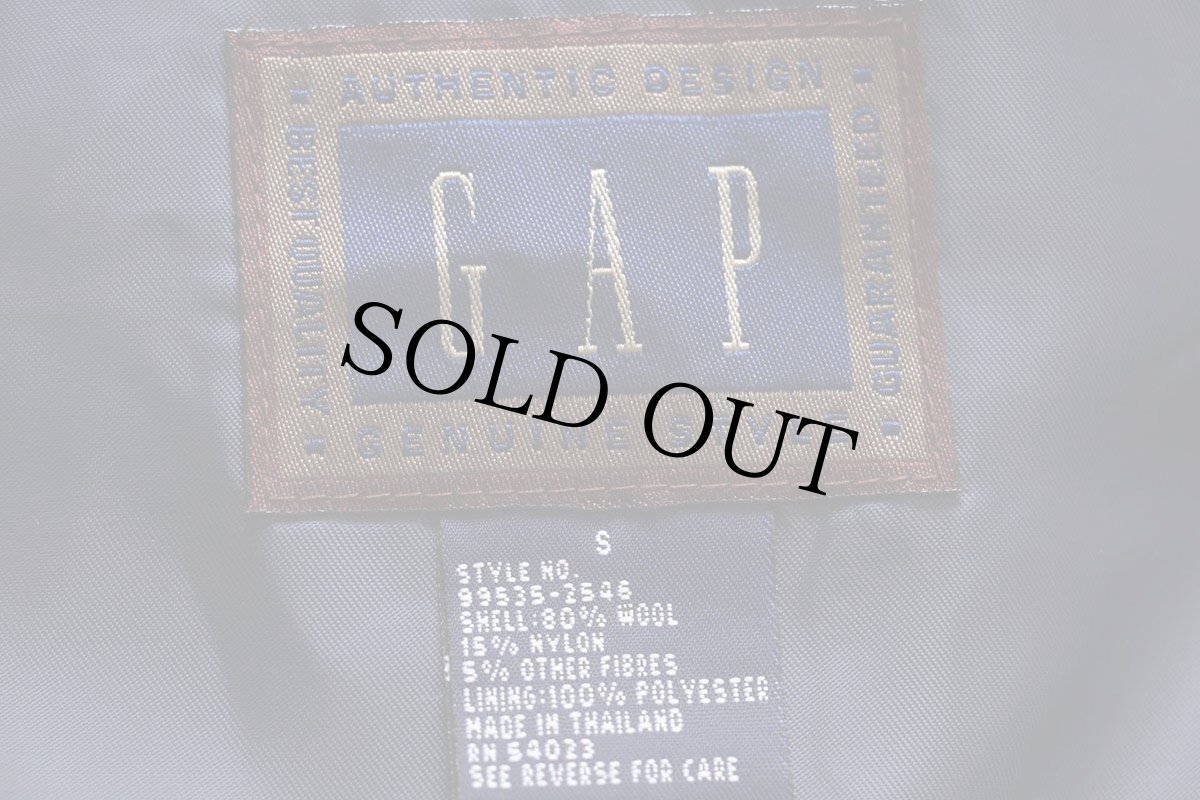 画像4: 90s GAPギャップ 3つボタン ウール混 テーラードジャケット 紺×緑 ミックス S★ブレザー (4)