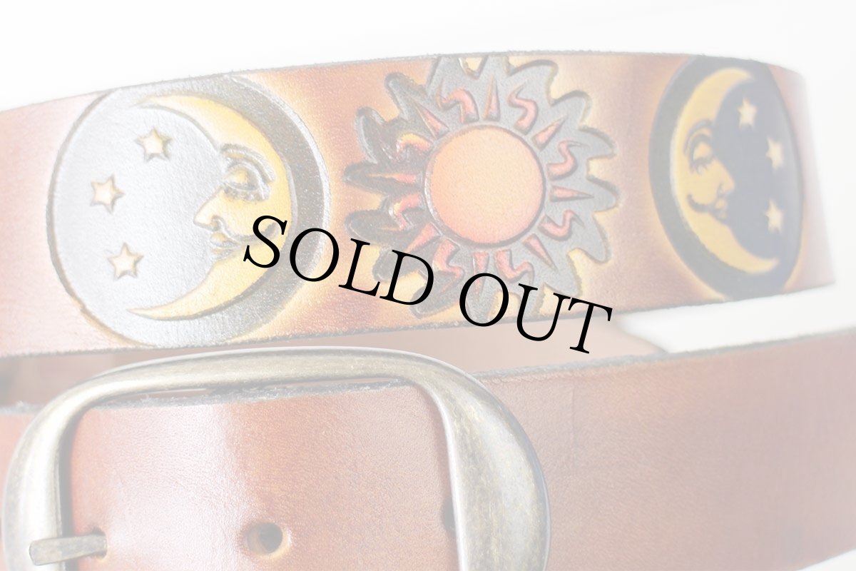 画像6: 新品★USA製 BRACKNEY LEATHER WORKS サン ムーン 型押し ペイント レザーベルト ブラウン 34 (6)