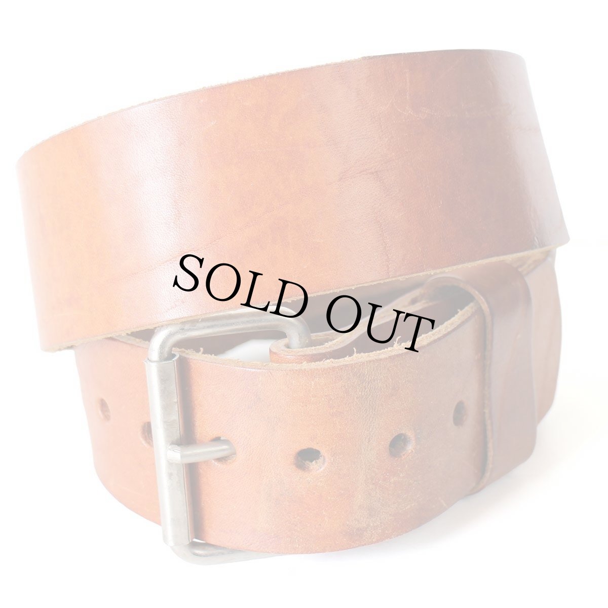 画像1: メキシコ製 BOLLINGER 太レザーベルト 茶 L 38-42 (1)