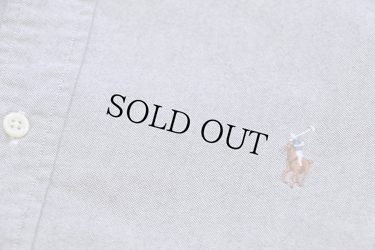 画像4: 00s ポロ ラルフローレン CUSTOM FIT ワンポイント ボタンダウン オックスフォード コットンシャツ グレー XXL★特大 (4)