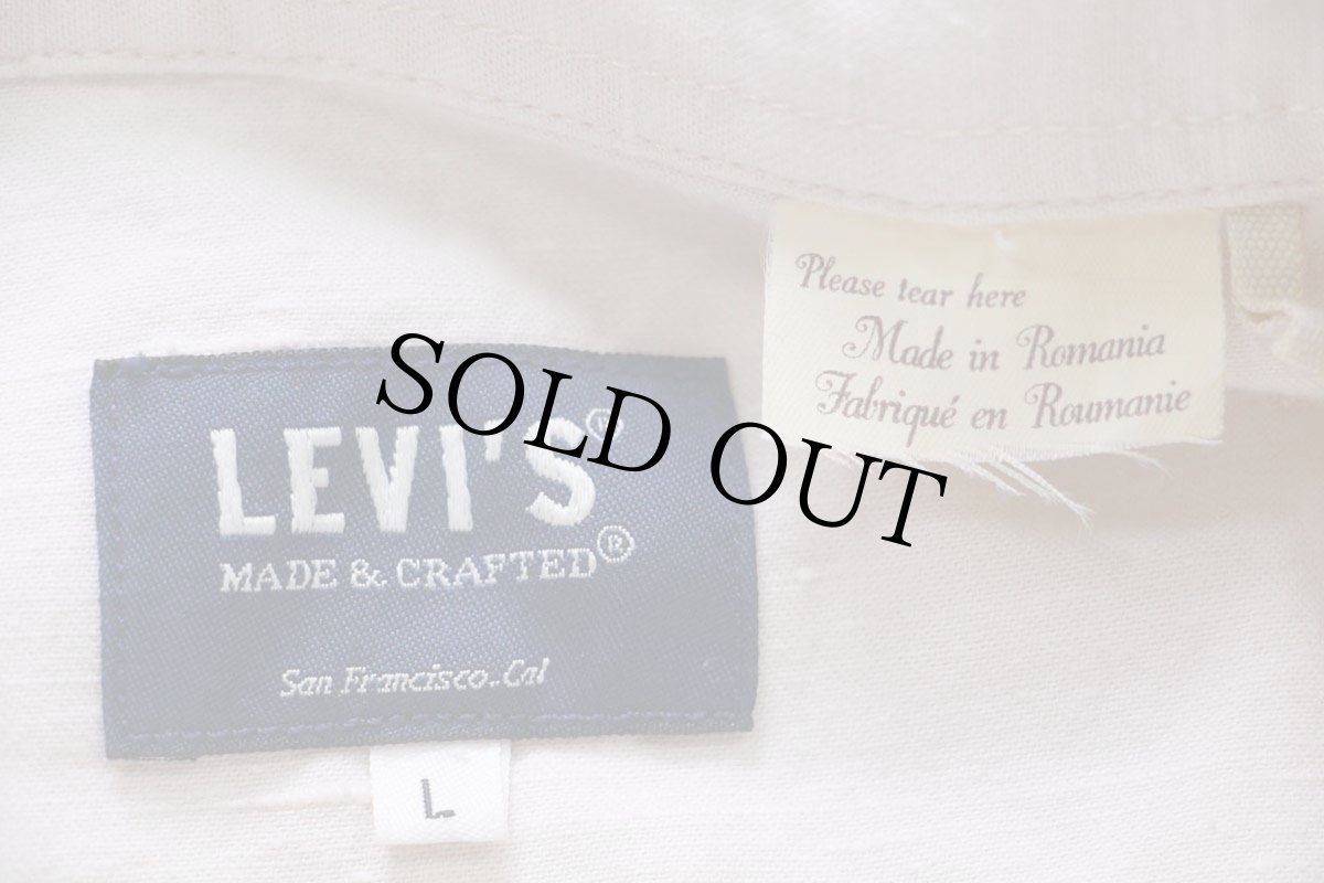 画像4: ルーマニア製 LEVI'Sリーバイス 刺繍入り エルボーパッチ コットン ワークシャツ 生成り L★ユーロ (4)
